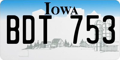 IA license plate BDT753