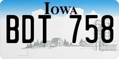 IA license plate BDT758