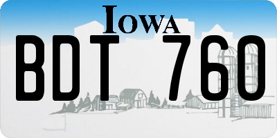 IA license plate BDT760