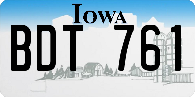 IA license plate BDT761