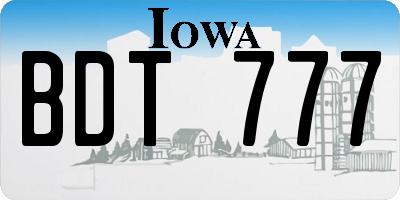 IA license plate BDT777
