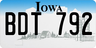 IA license plate BDT792