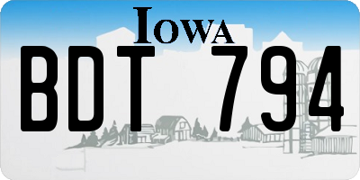 IA license plate BDT794