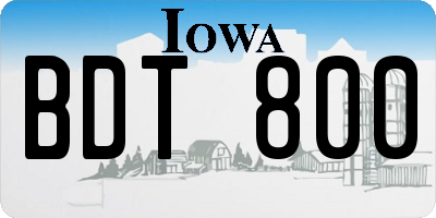 IA license plate BDT800