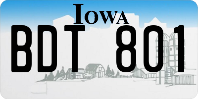 IA license plate BDT801