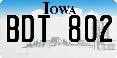 IA license plate BDT802