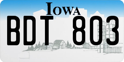 IA license plate BDT803