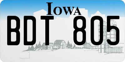 IA license plate BDT805