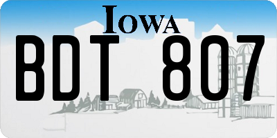 IA license plate BDT807