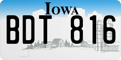 IA license plate BDT816
