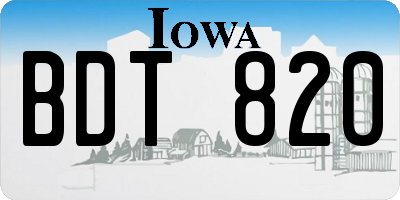IA license plate BDT820