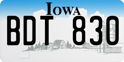 IA license plate BDT830