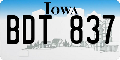 IA license plate BDT837