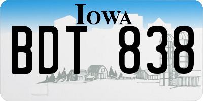 IA license plate BDT838