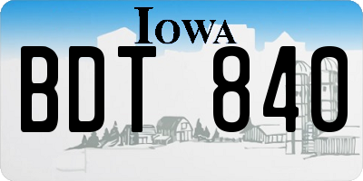 IA license plate BDT840