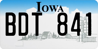 IA license plate BDT841
