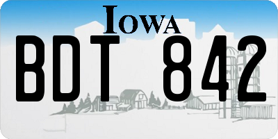 IA license plate BDT842