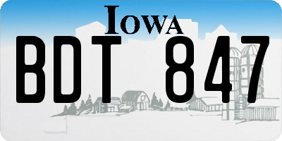 IA license plate BDT847
