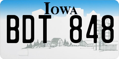 IA license plate BDT848