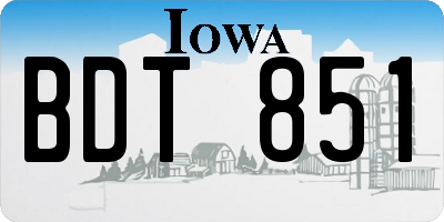 IA license plate BDT851