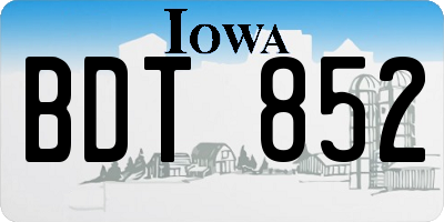 IA license plate BDT852