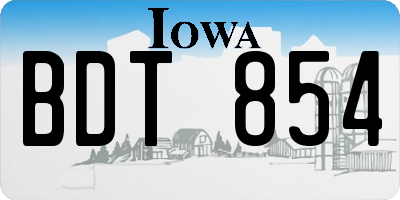 IA license plate BDT854