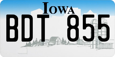 IA license plate BDT855