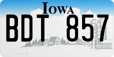 IA license plate BDT857