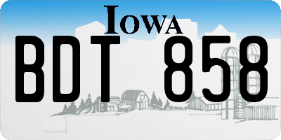 IA license plate BDT858