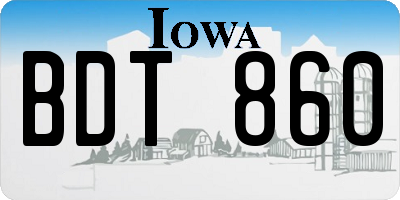 IA license plate BDT860