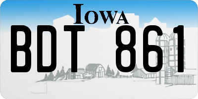 IA license plate BDT861