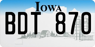 IA license plate BDT870