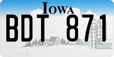 IA license plate BDT871