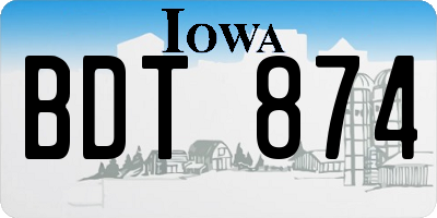 IA license plate BDT874