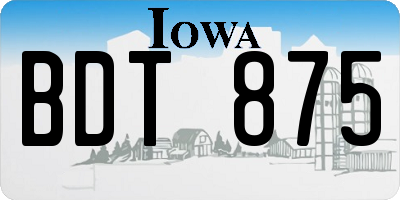 IA license plate BDT875