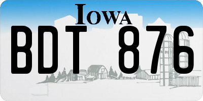 IA license plate BDT876