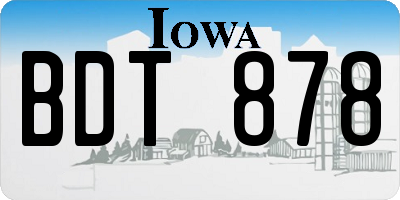 IA license plate BDT878