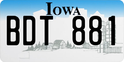 IA license plate BDT881