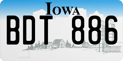 IA license plate BDT886