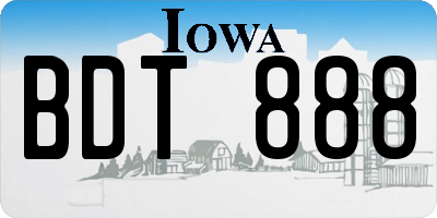 IA license plate BDT888