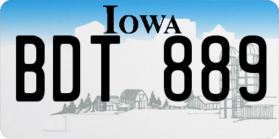 IA license plate BDT889