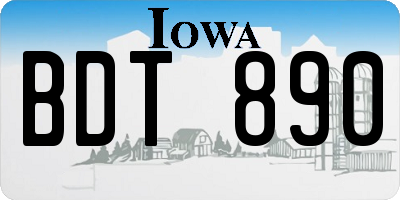 IA license plate BDT890