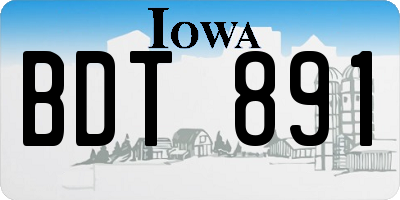 IA license plate BDT891