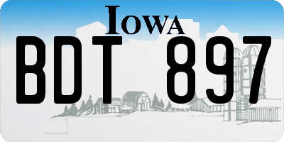 IA license plate BDT897