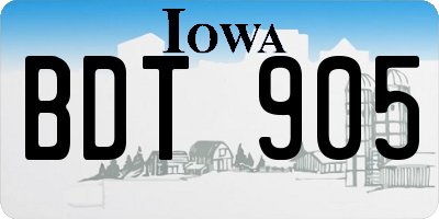 IA license plate BDT905