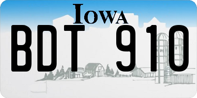 IA license plate BDT910