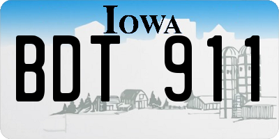 IA license plate BDT911