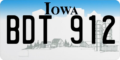 IA license plate BDT912