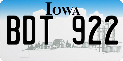 IA license plate BDT922