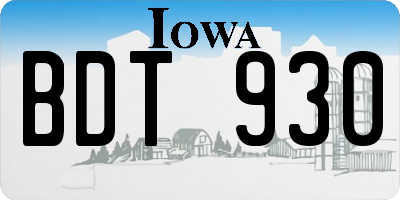 IA license plate BDT930